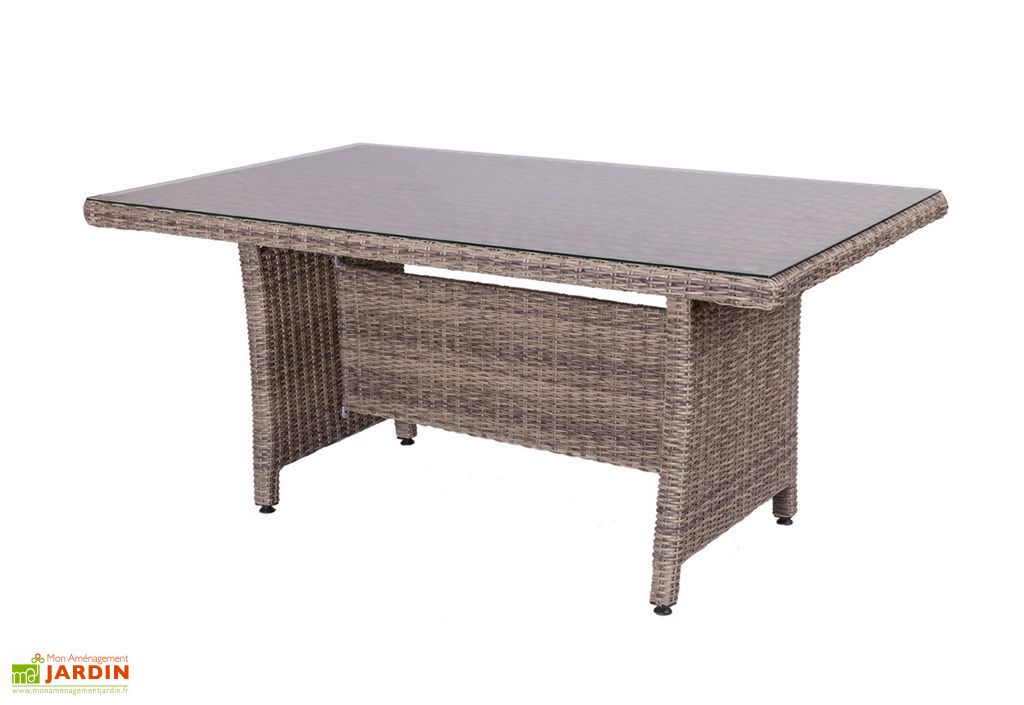 Table De Jardin En Aluminium Rotin Et Verre Trempe Patsy Mon Jardin