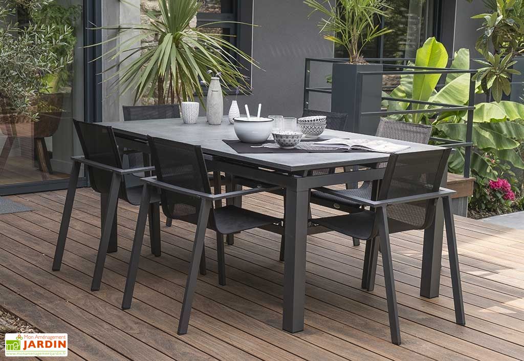 Table De Jardin Avec Rallonge Miami Aluminium Et Verre 180 240x100