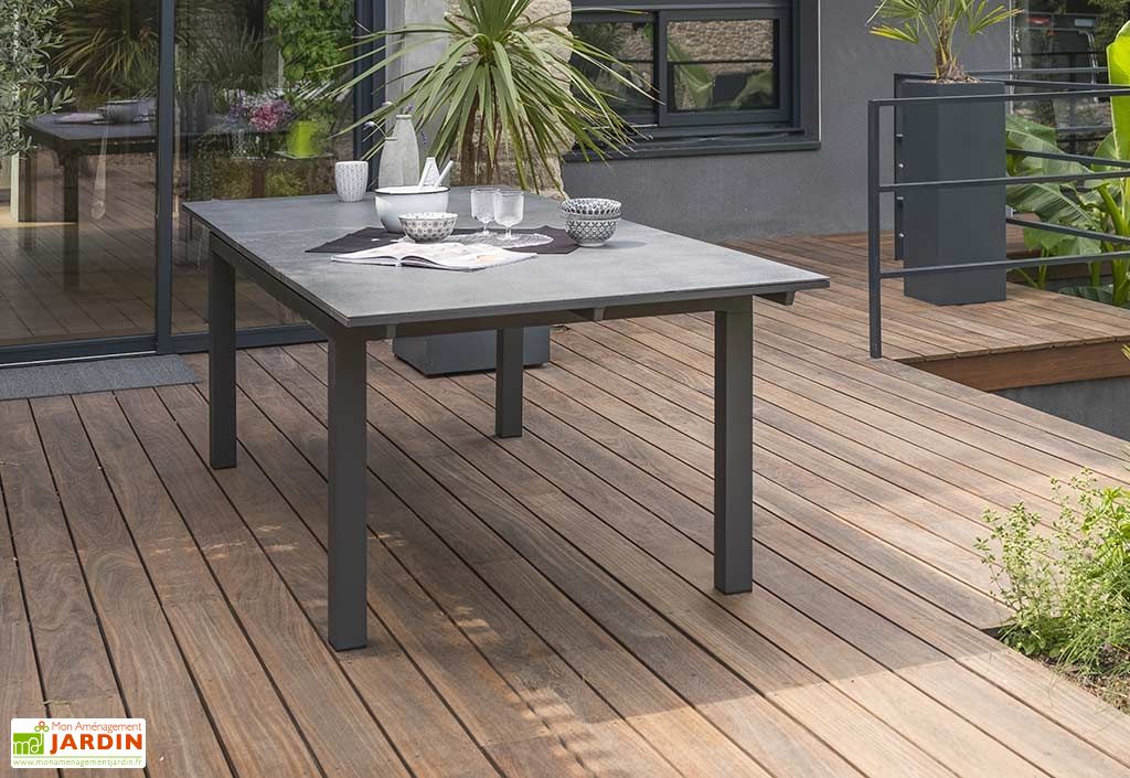 Table De Jardin Avec Rallonge Miami Aluminium Et Verre 180 240x100