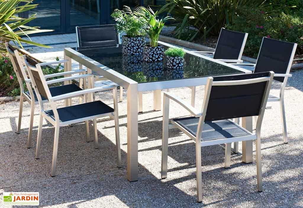 Table Jardin Aluminium Verre Trempé Pacific (220x100) Table Pacific en aluminium 220x100x73 cm