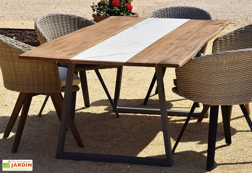Table De Jardin En Bois D Acacia Et Metal Greshana 200 X 100 Cm