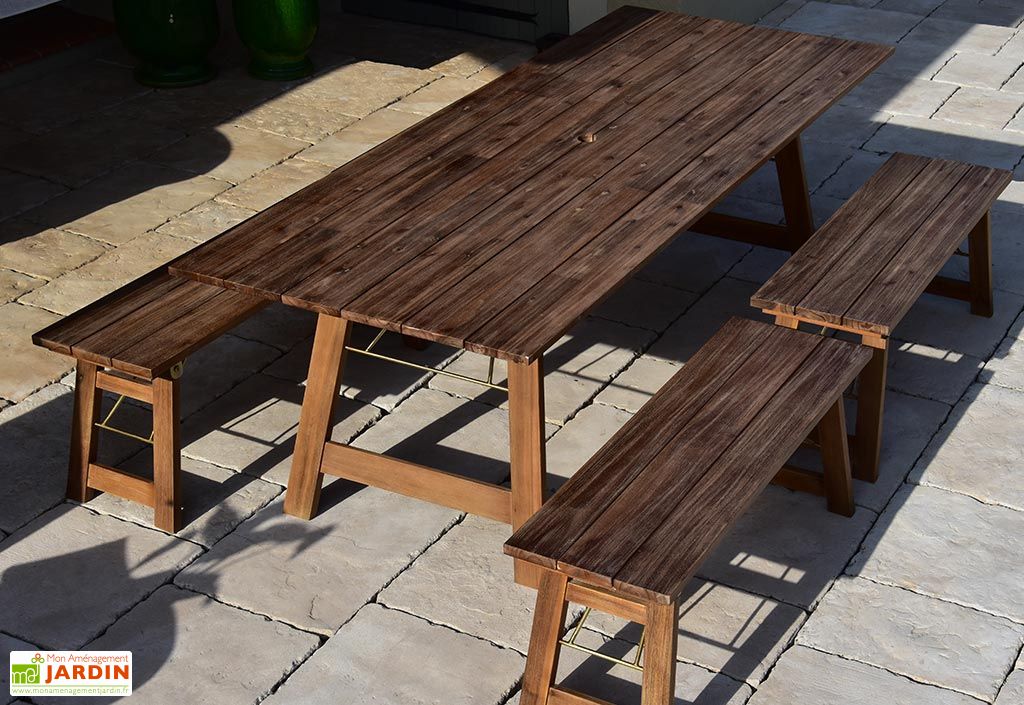 Table De Jardin Pliante En Bois D Acacia Rimini 220 X 90 Cm Givex