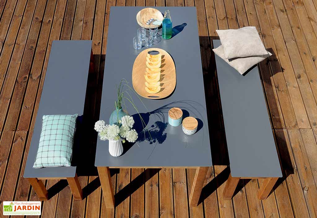 Salon De Jardin Nelio Bois Et Composite 6 Places Jardipolys