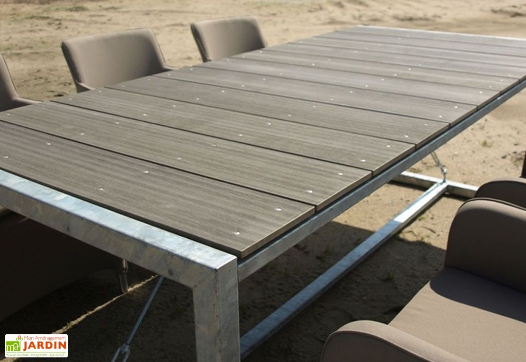 Table Jardin Acier WPC Rectangulaire (220 x 100 x 76 cm) Bsummer