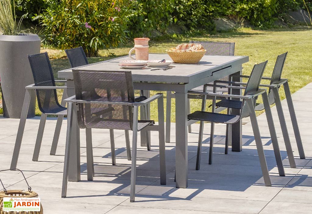 Table De Jardin Extensible Aluminium Et Ceramique Venise 190 250