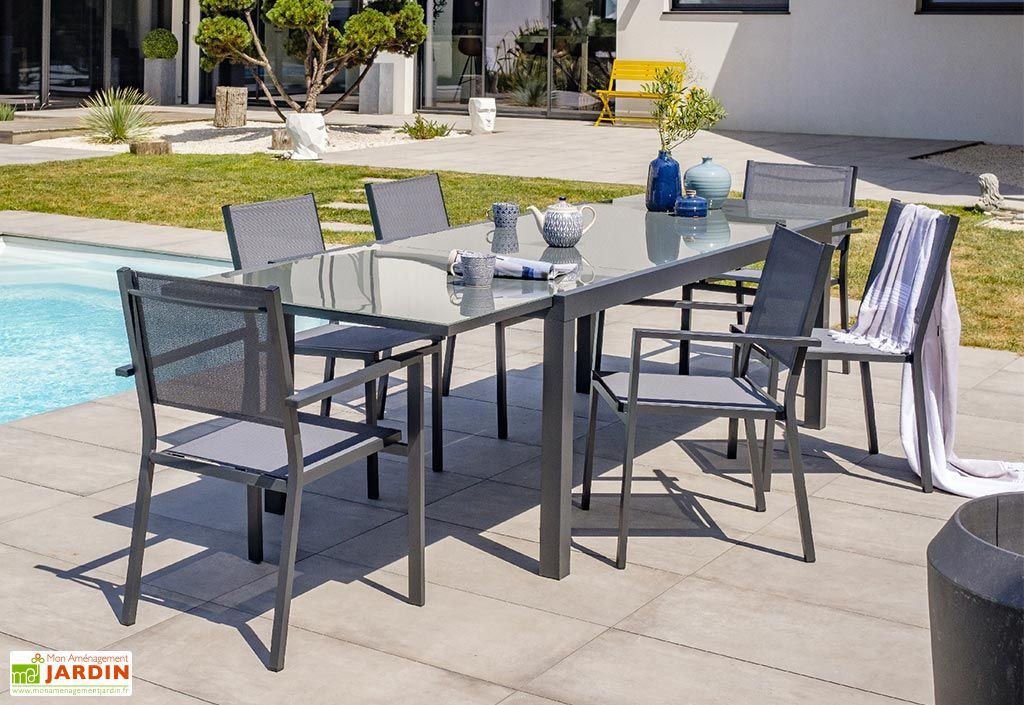 Table De Jardin Extensible Aluminium Et Verre Tolede 200 300 Cm