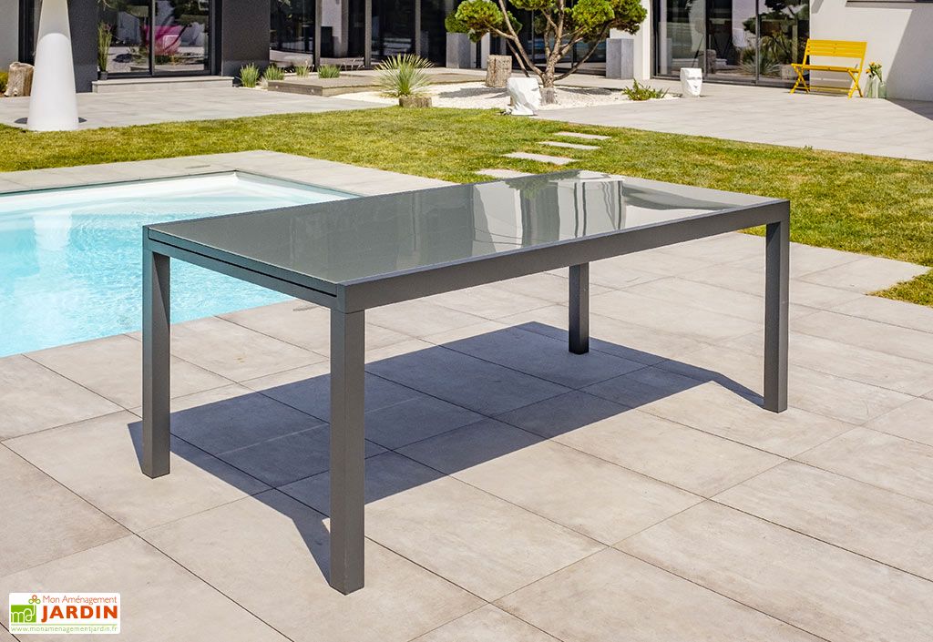 Table De Jardin Extensible Aluminium Et Verre Tolede 200 300 Cm