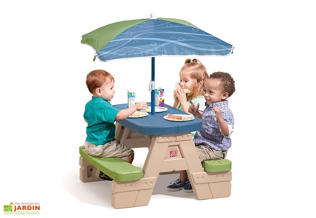 Table De Pique Nique Pour Enfant En Plastique Parasol Step2