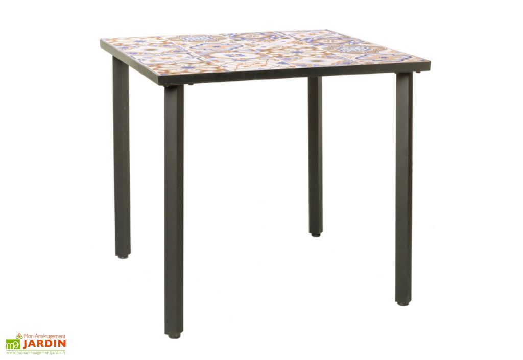 Table De Jardin Carree Plateau Carreaux De Ciment 90 X 90 Cm Mon