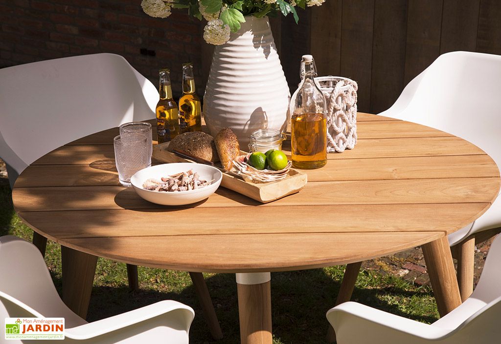 Table De Jardin Ronde En Bois De Teck Sophie Studio Teak 120 Cm
