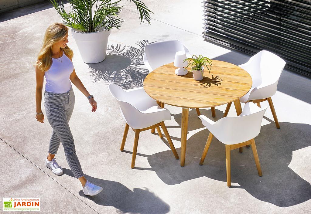 Table De Jardin Ronde En Bois De Teck Sophie Studio Teak 120 Cm