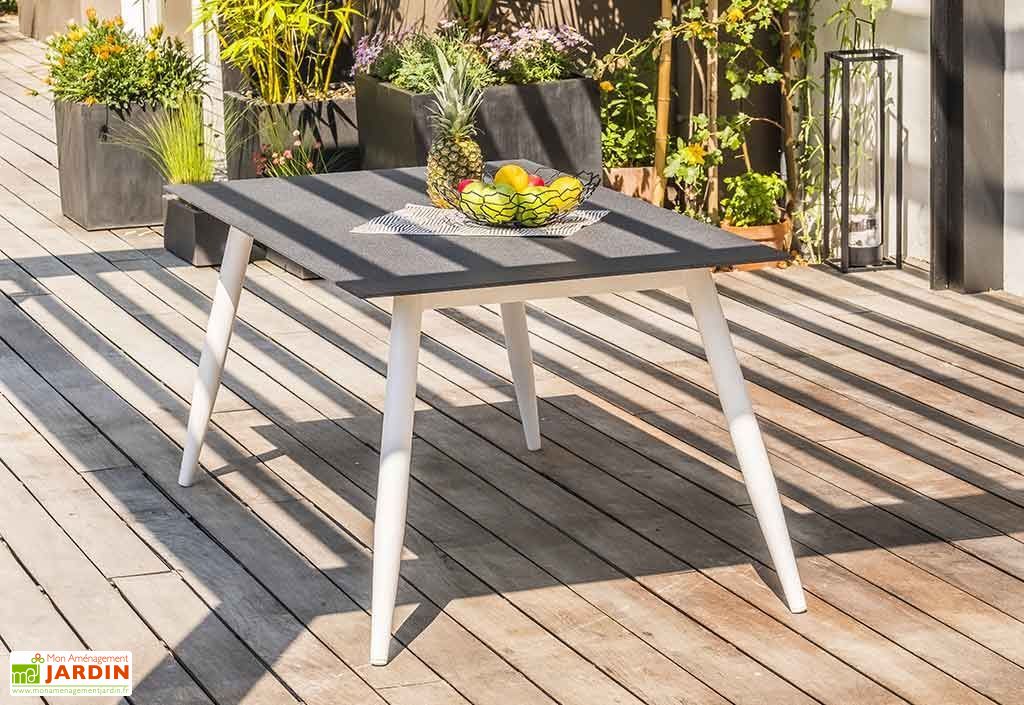 Table De Jardin Scandi Aluminium Et Verre 160 X 90 Cm Blanche