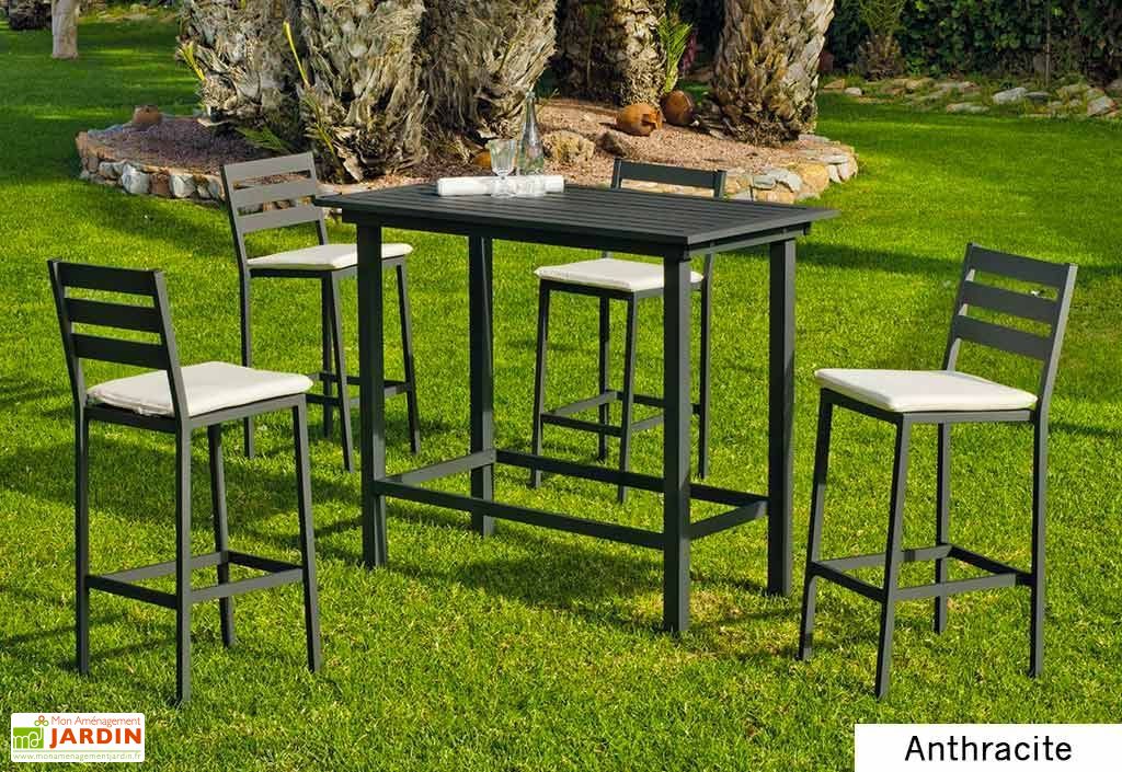 Salon De Jardin En Alu Table Mange Debout 4 Chaises Hautes Tropea Hevea