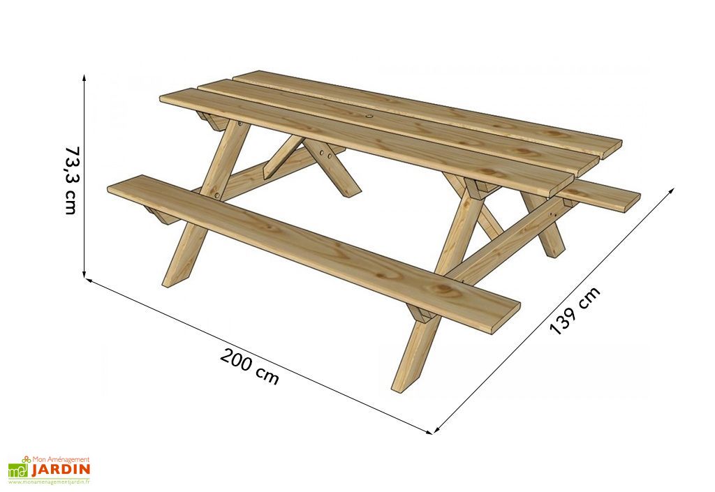 Table De Pique Nique En Bois Autoclave 200 Cm 28 Mm Picnic Solid