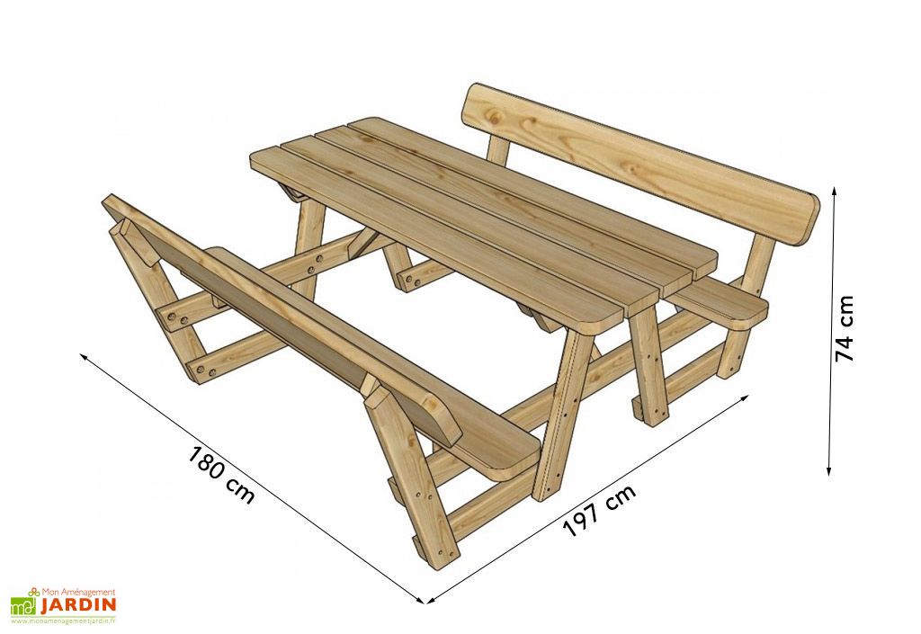 Table De Pique Nique En Bois Autoclave Bancs Dossiers 180 Cm 45