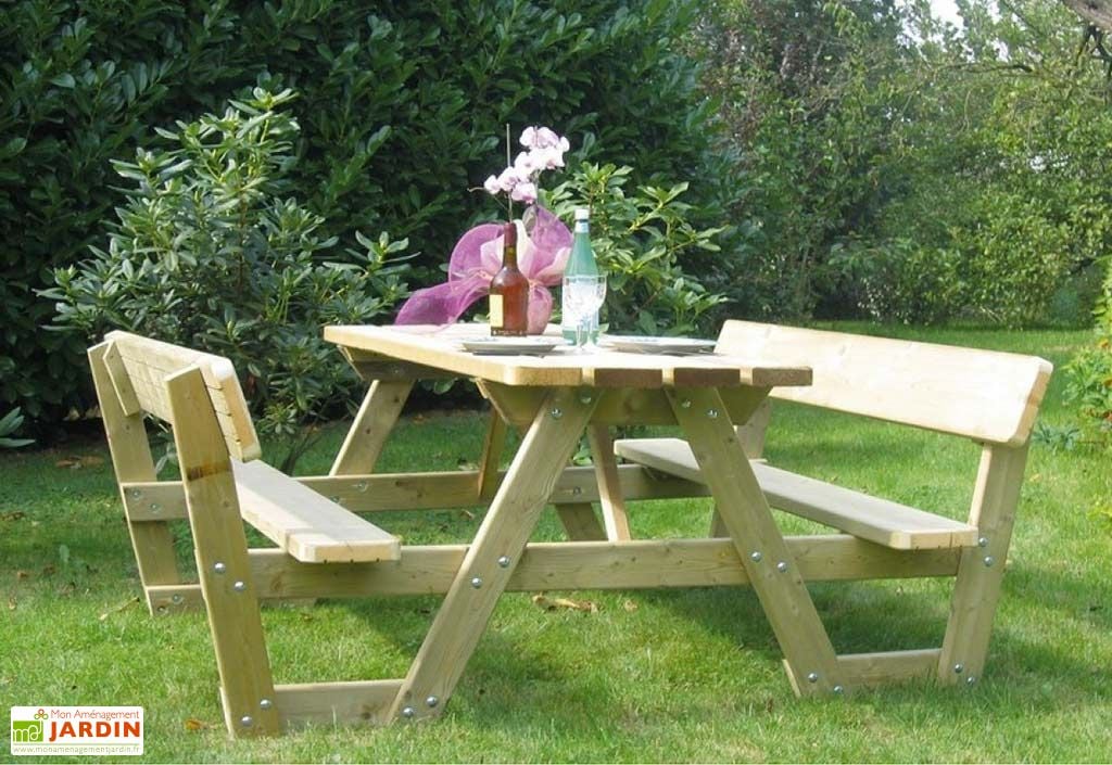 Table De Pique Nique En Bois Autoclave Bancs Dossiers 180 Cm 45