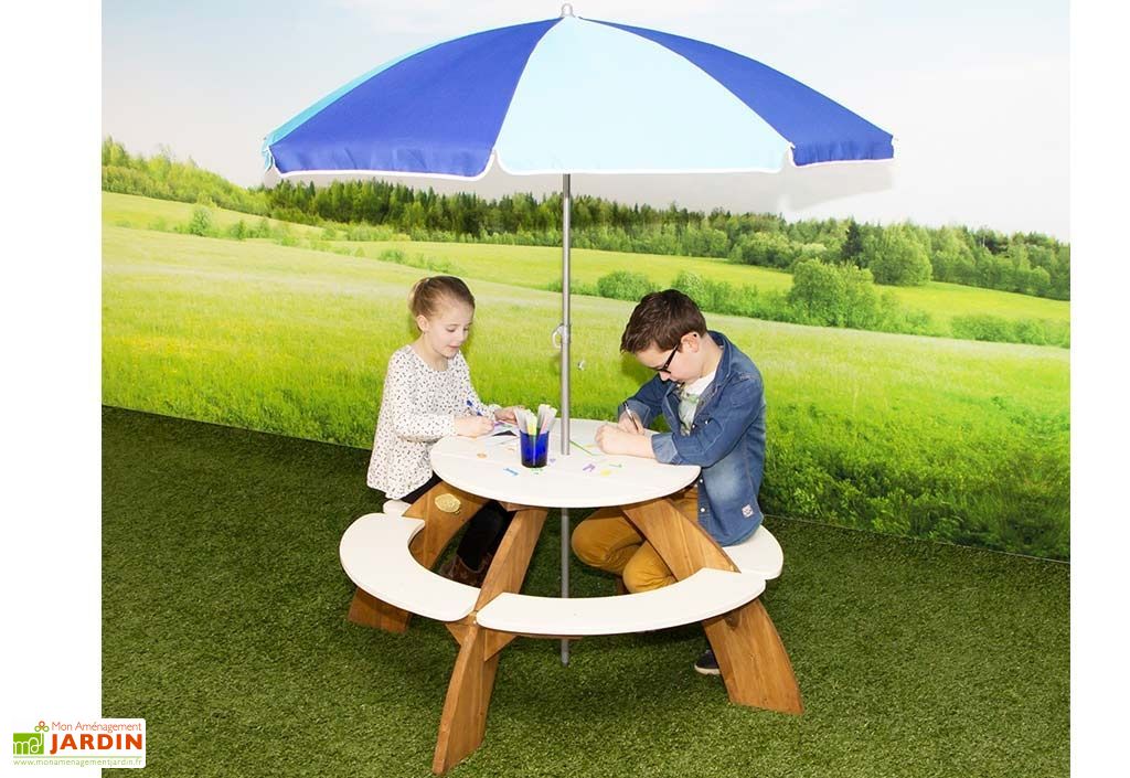 Table De Pique Nique Ronde Orion Parasol Axi