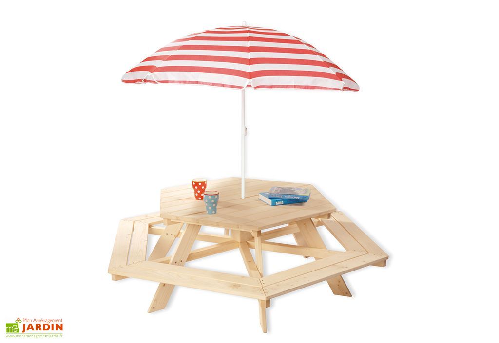Table De Pique Nique En Bois Pour Enfant Nicki 6 Places Pinolino
