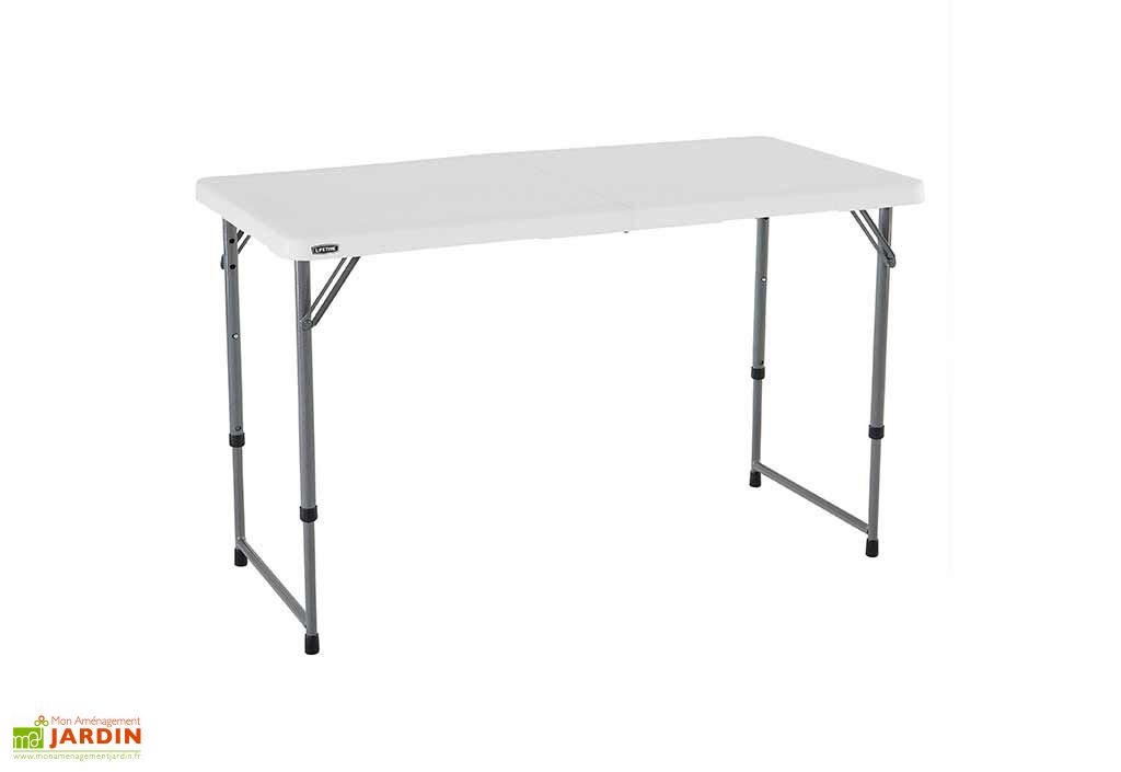 Table Resine Pliante 122x61 Agate Reglable En Hauteur Lifetime