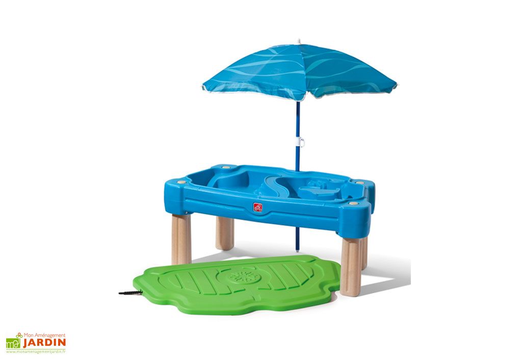 Table Sable et Eau avec Parasol Cascade 41 x 71 cm Step2