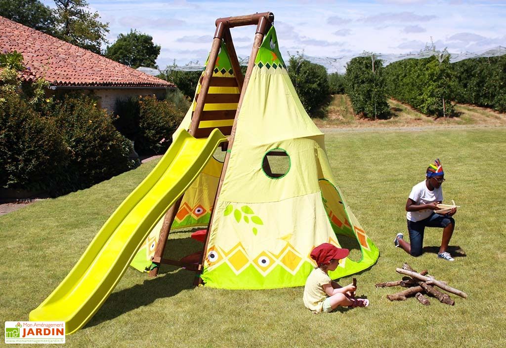 Toboggan Cabane Tipi en Bois Autoclave Geronimo Soulet