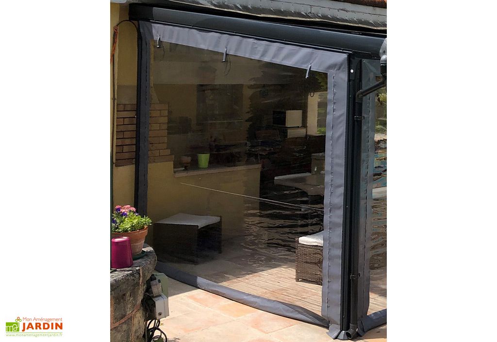 toile laterale gauche avec fermeture eclair pour pergola azura adossee couleurs du monde