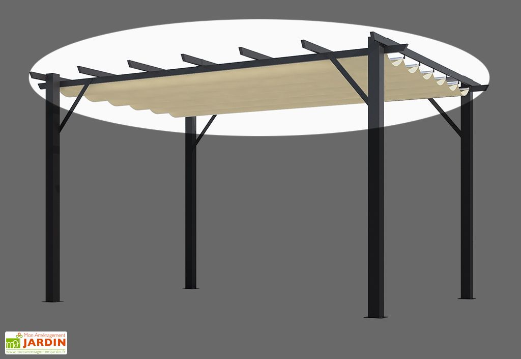Toile De Rechange Pour Tonnelle Hexagonale Toile 140 Gr Pour Tonnelle En Aluminium Gris Ou Blanc 4x3m Habrita