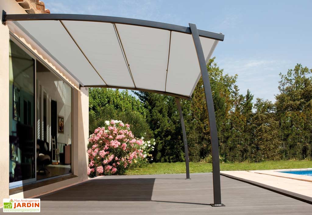 Tonnelle Fer Murale 4x3m Boreal + Toile Rectractable Tonnelle