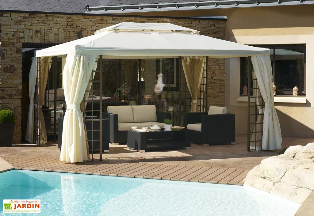 Tonnelle Aluminium 4x3 Ecrue Rideaux+Moustiquaires - Tonnelle ... Tonnelle Aluminium 4x3 Ecrue Rideaux+Moustiquaires - Tonnelle ...