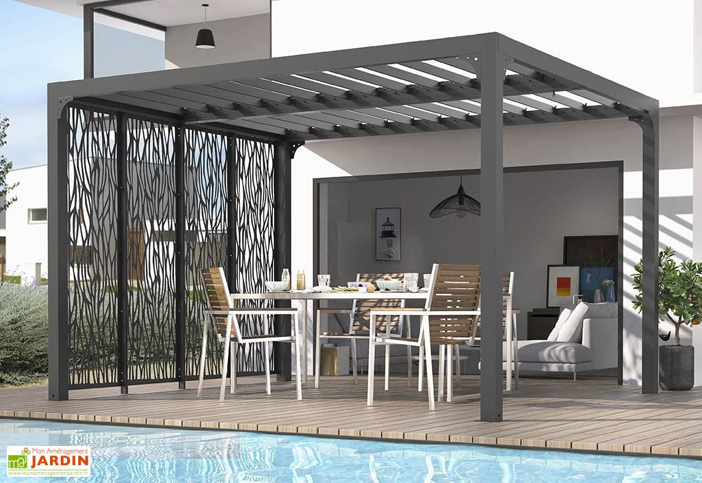 Pergola Bioclimatique Lames Orientables 11 M Brise Vue 1 Face 3