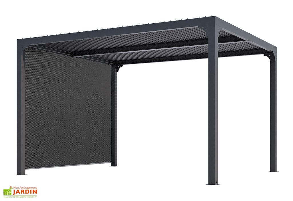 Pergola Bioclimatique Lames Orientables 11 M Rideau Store Lateral Habrita