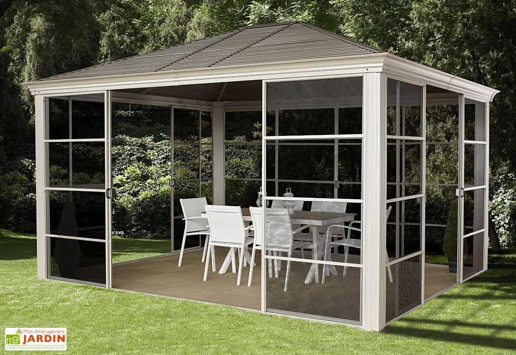 Toile Pour Tonnelle Hexagonale Kiosque Tonnelle Aluminium Et Galvanise Parois Moustiquaires Striano 15 M