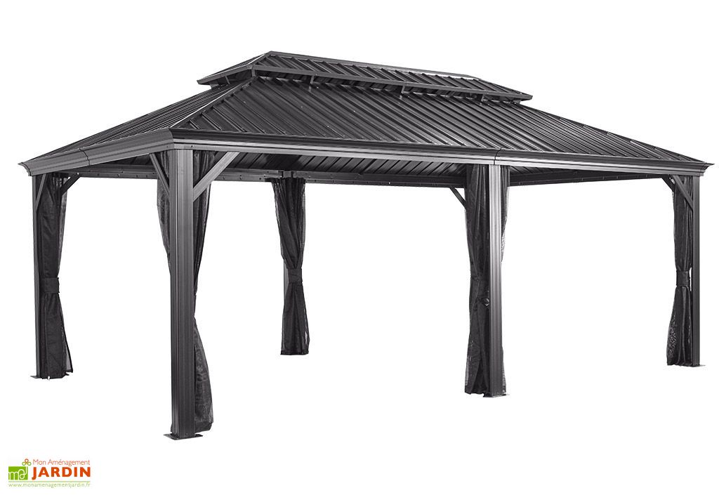 Tonnelle Aluminium et Acier Galvanisé Grise Messina 3,5 x 6 m - Sojag