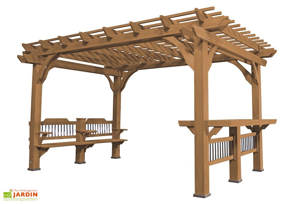 Tonnelle En Bois Toiture Treillis 13 M Bella Vista Backyard Discovery