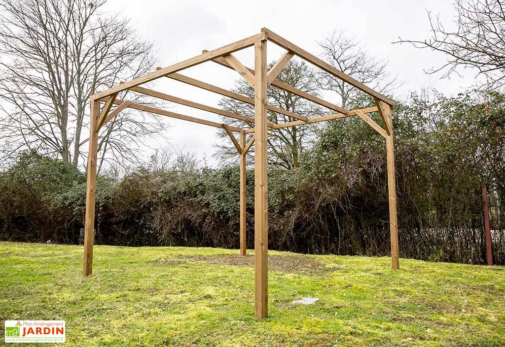 Tonnelle En Bois Traite Haute Temperature Thonon 3 X 3 M Habrita