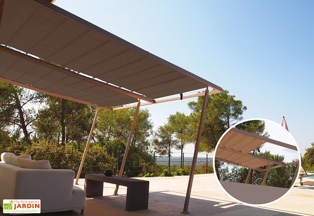 Tonnelle Boston Adossee Aluminium Et Acier 4x4m Toile Couleurs