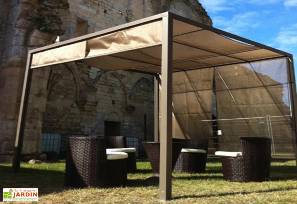 Tonnelle Pergola Aluminium Brise Soleil 3x3 Capuccino