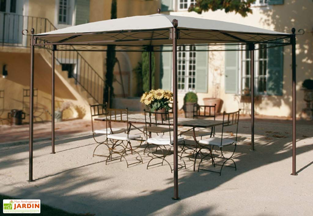 Tonnelle Fer Forgé Illusion Hexagonale 4,5 m + Toile - CID