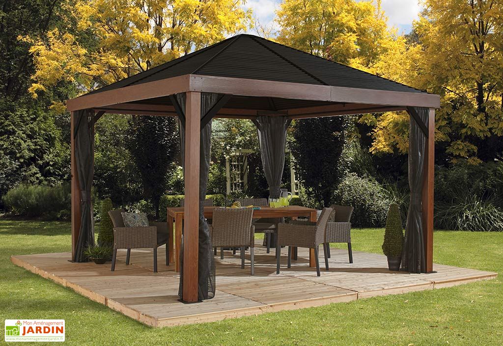 Tonnelle En Aluminium Effet Bois Sojag 13 M Valencia 12 X 12