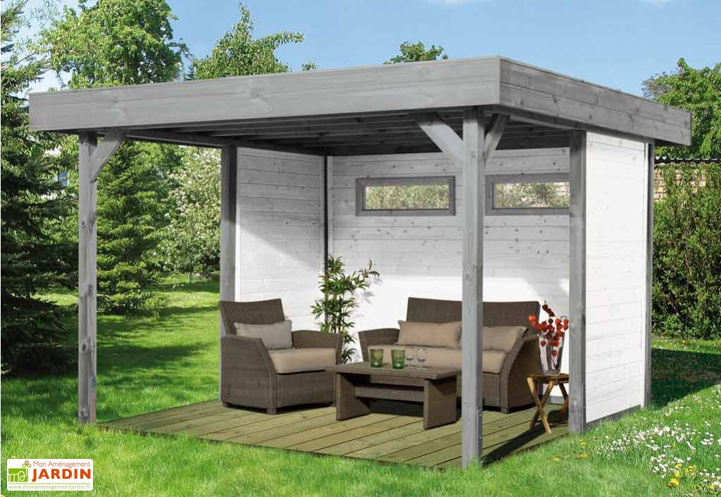 pergola bois toit plat