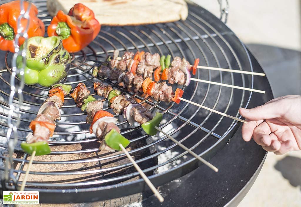 Trépied pour Braséro avec Grille de Cuisson Chromée : 65 x Grille de Cuisson Ronde Acier Galvanisé pour Trépied Braséro