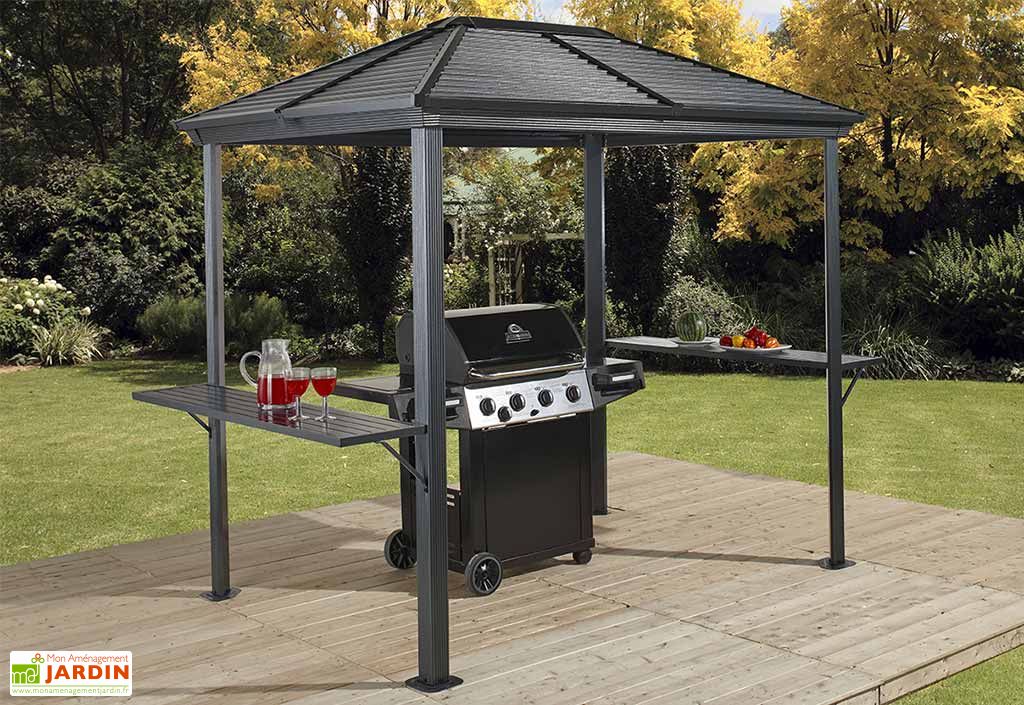 Abri pour barbecue autoportant, aluminium gris anthracite, 3.6 m²