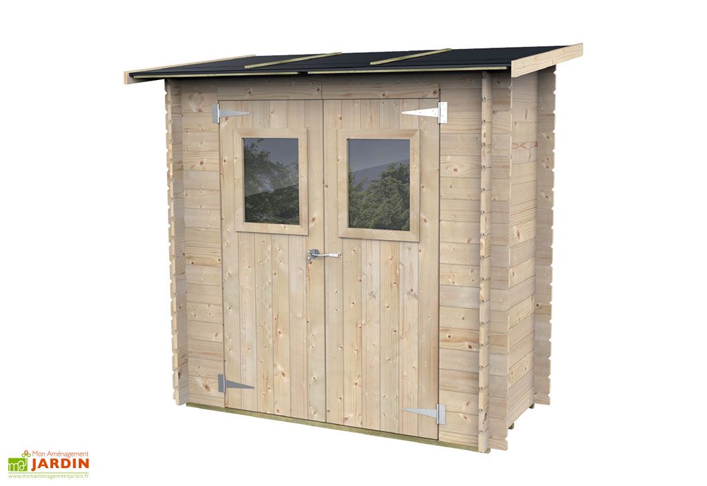 Abri de jardin adossable en bois de pin brut Hobby - 198 x 98 x 197 cm