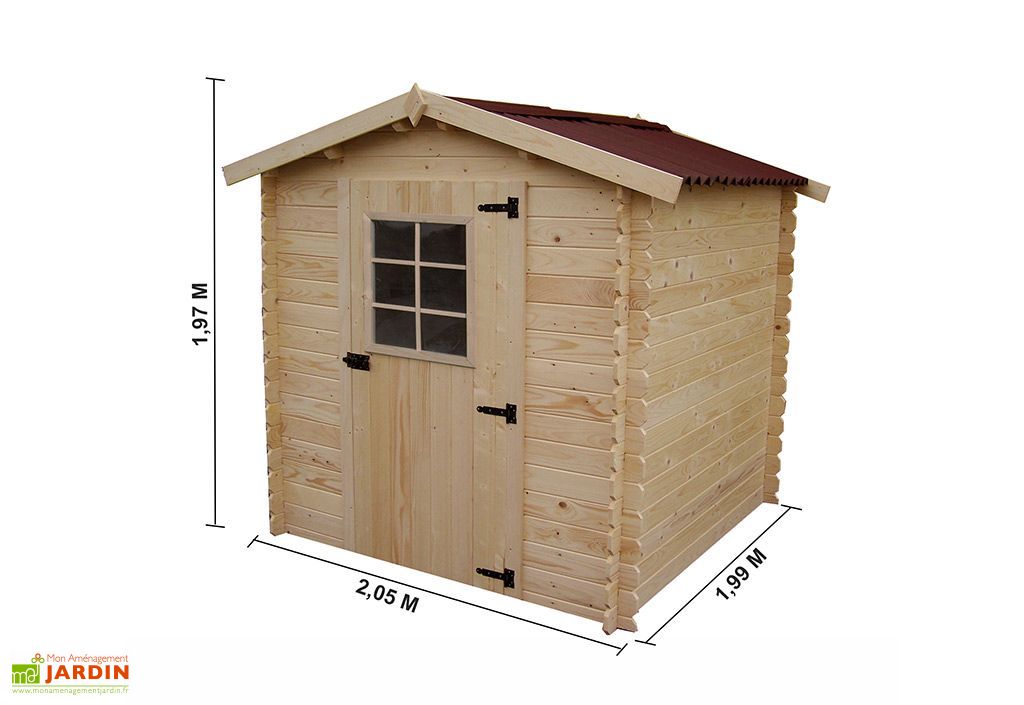 Abri-bûches 2 m² en bois brut 20 mm avec abri fermé : 3,29 x 1,22 m -  Habrita
