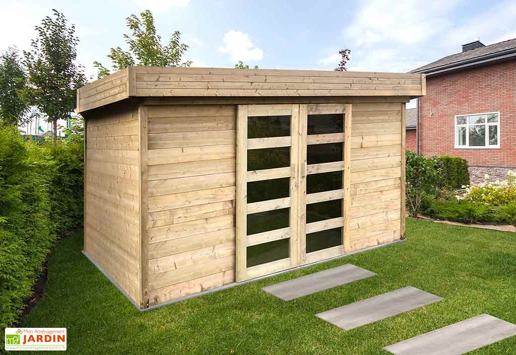 Abri de jardin bois brut 9m² - toit plat - 28 mm - OOGarden