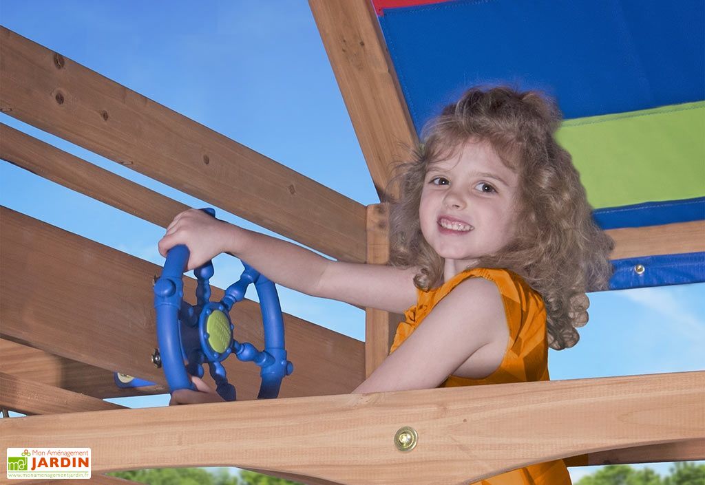 Aire De Jeux Backyard Discovery Northbrook – Bois Cèdre – 2 Balançoires + Toboggan 244 Cm + Bac à Sable + Mur D'Escalade
