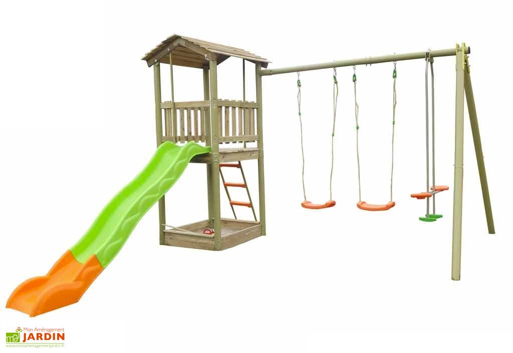 Portique Toboggan et Bois Armando Trigano