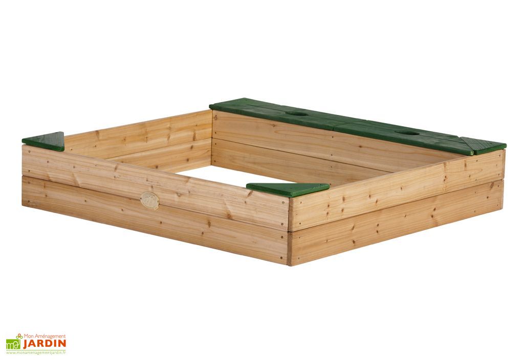 Bac à Sable En Bois AXI Mandy Avec Banc, Rangement, Couvercle Et Tableau Noir - 100x90 Cm - Jeu Extérieur Enfants - 8