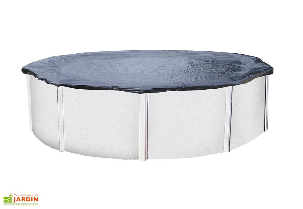 Bâche De Protection Ronde Pour Piscine Hors Sol - Diamètre 4,57 M - Solide Et Imperméable - Protège Le Sol Et Prolonge La Durée De Vie - Facile à Installer - Polyéthylène Bleu