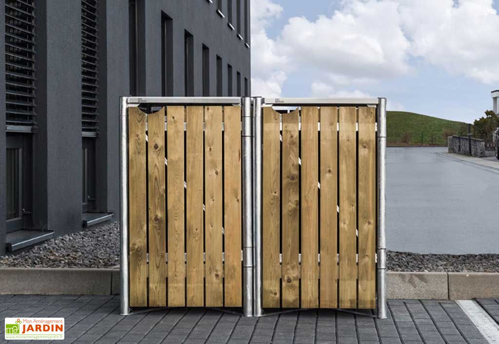 Cache-poubelle double en acier pour conteneurs 240L – Westmann